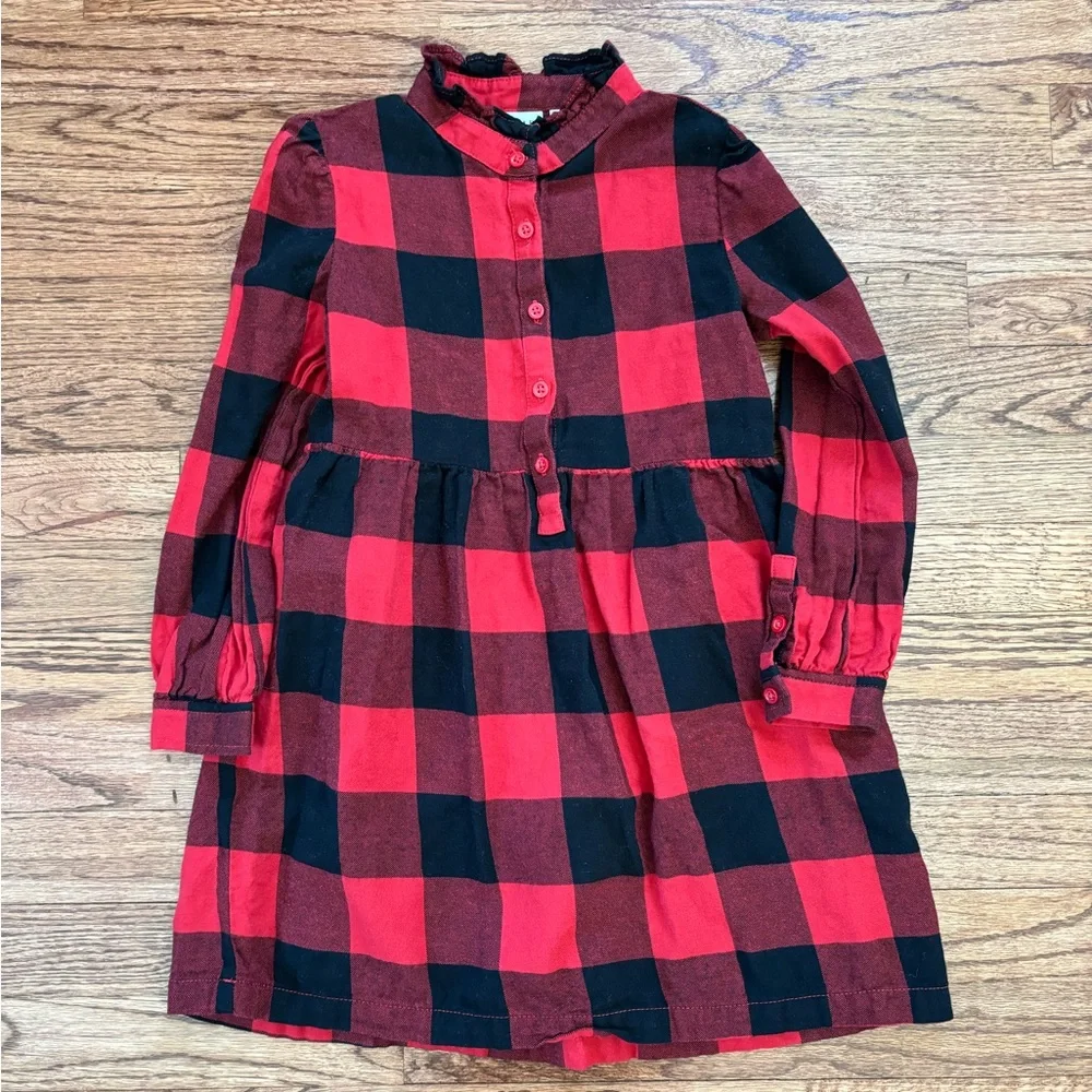 NWOT Gap Plaid Red and Black Long Sleeve Dress